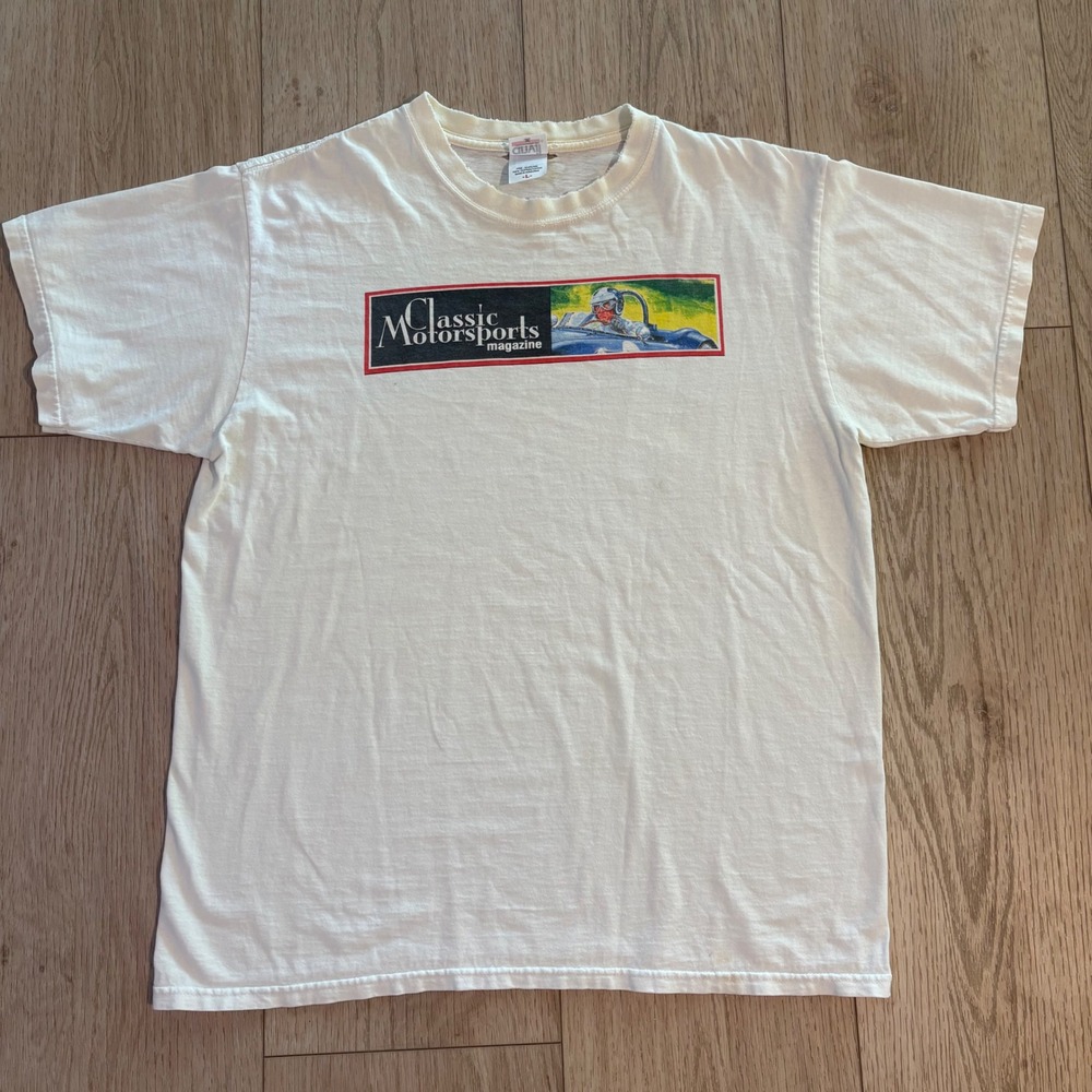 Vintage 90s Classic Motorsports Magazine Cars Racing Single Stitched Tee Men L